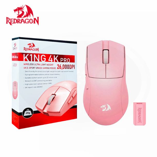 mouse-wireless-redragon-m916-k1ng-pro-4k-pink