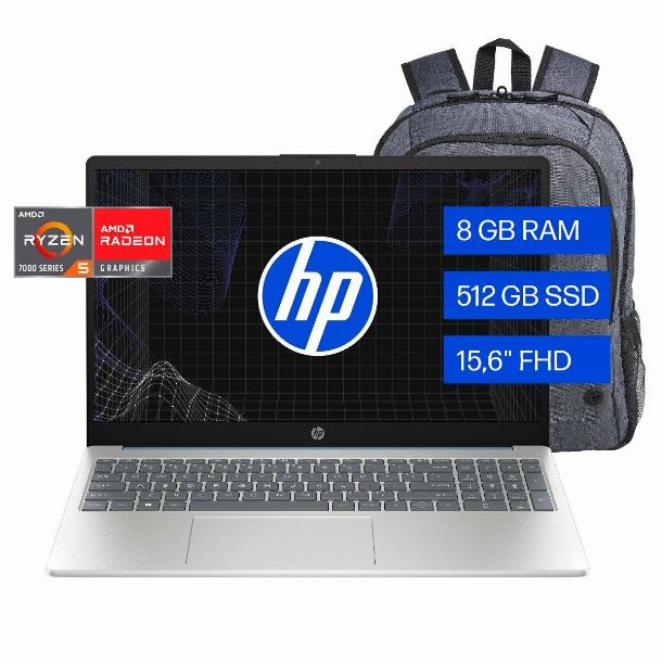NOTEBOOK HP 15.6" 15-FC0251LA RYZEN 5 7520U 8GB 512GB FHD W11H + MOCHILA R5 B9TP