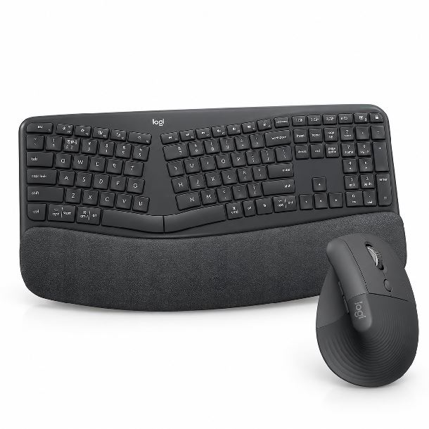 COMBO LOGITECH ERGONOMICO TECLADO ERGO K860 Y MOUSE LIFT VERTICAL NEGRO/GRAFITO