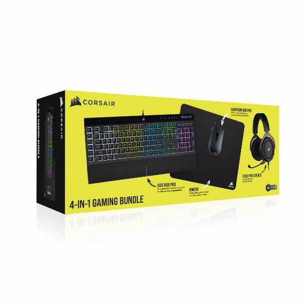kit-corsair-teclado-k55-rgb-pro-mouse-harpoon-rgb-pro-auricular-hs50-pro-mm100